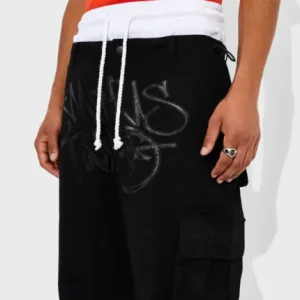 Minus Two Graff Noir Cargos(Logo Cuir)